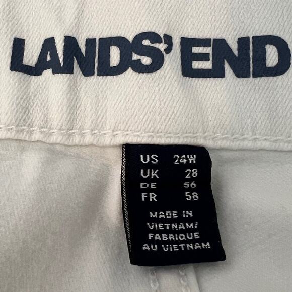 Lands End Womens Cropped White Jeans Size 24W Stretchy 5-Pocket - Picture 4 of 6